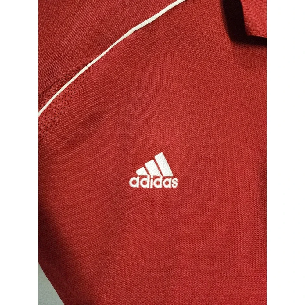 Adidas Mens 2XL Red Polo Western & Southern Masters Tennis Logo Short Sleeve
